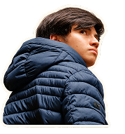 Juanjo, wearing a navy coat, looking to the side